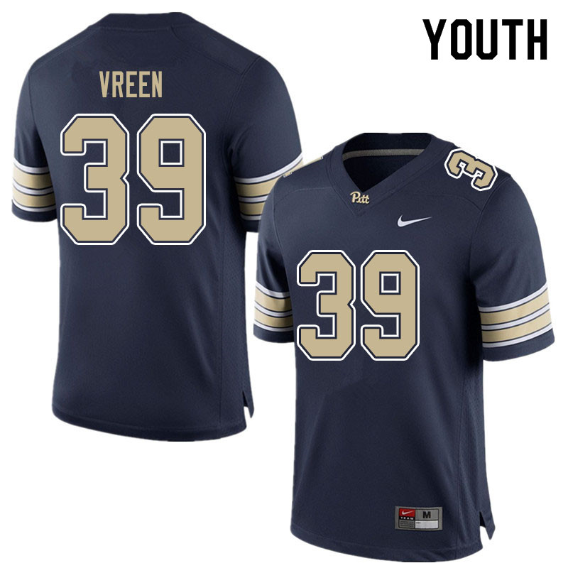 Youth #39 Kyle Vreen Pitt Panthers College Football Jerseys Sale-Blue